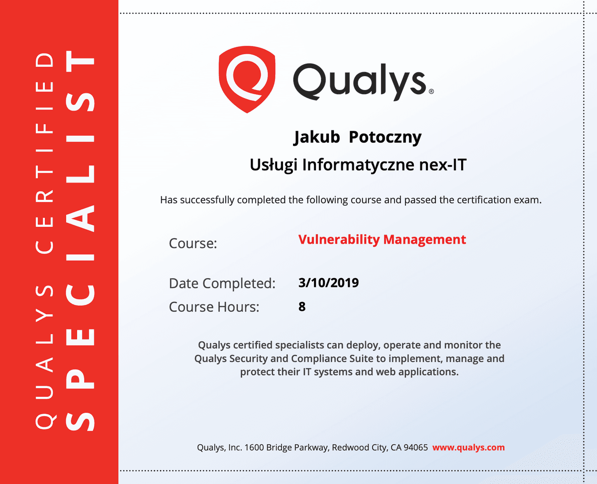 Qualys Certified Specialist - Vulnerability Management